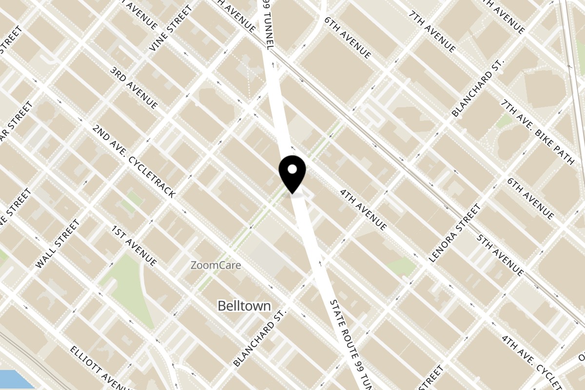 Map showing the location of Chennai Express on 305 Bell St in Seattle